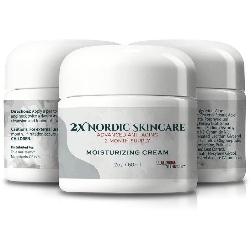 2x Nordic Skincare Cream - 2 Month Supply - Anti Aging Face Cream - Firm & Hydrate - Vitamin A, Collagen, & Ceramide Infused Anti-Aging Moisturizing Cream - Anti-Wrinkle - Skin Glotopix Radiance
