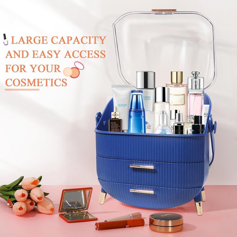 Egg Shape Makeup Storage Box - Portable Vanity Cosmetics Organizer for Countertop | Preppy Design
