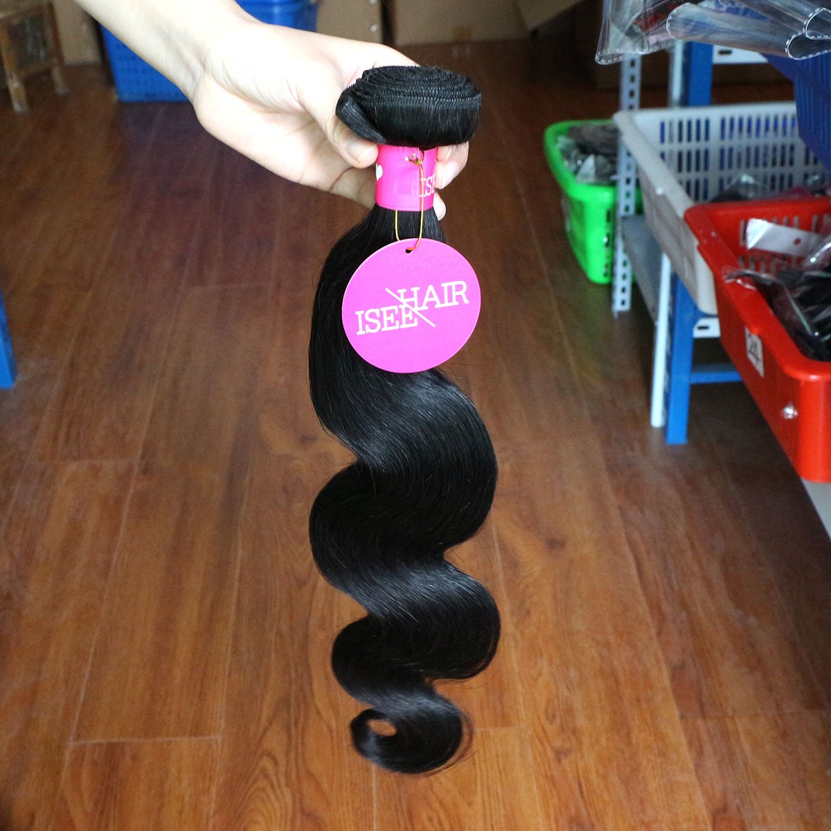 ISEE Hair 8A Unprocessed Brazilian Virgin Body Wave Human Hair One Bundles 100% Unprocessed Human Hair Extensions Natural Black (12'')