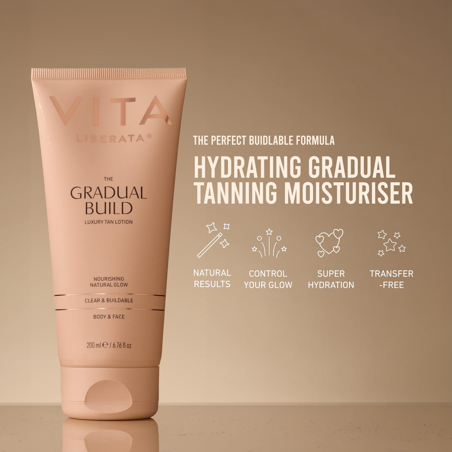 VITA LIBERATA Fabulous Gradual Tanning Lotion - Buildable Formula, Sun-Kissed Tan, Untinted For Minimal Transfer, Lasting Finish, Formulated with Hyaluronic Acid, 6.76 lf.oz