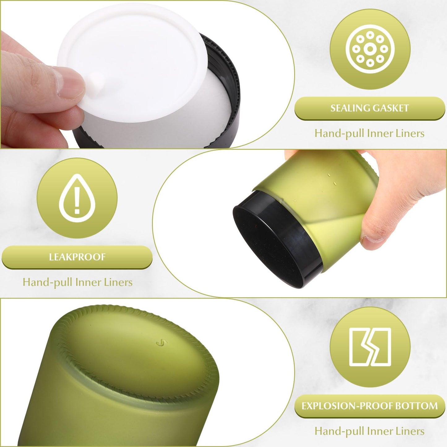 Norme 36 Pcs 4 oz Glass Jars with Lids Leakproof Round Airtight Empty Cosmetic Jars with Inner Liners Lid for Storing Lotions Powder Ointments Making Tins (Pea Green)