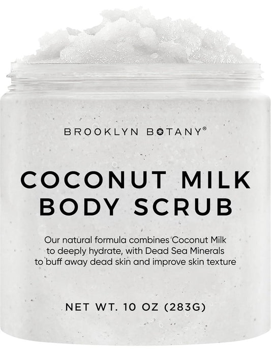 Coconut Milk Body Scrub - Moisturizing Exfoliating Scrub for Body, Face, Hands & Feet - 10 oz | Fights Stretch Marks & Fine Lines