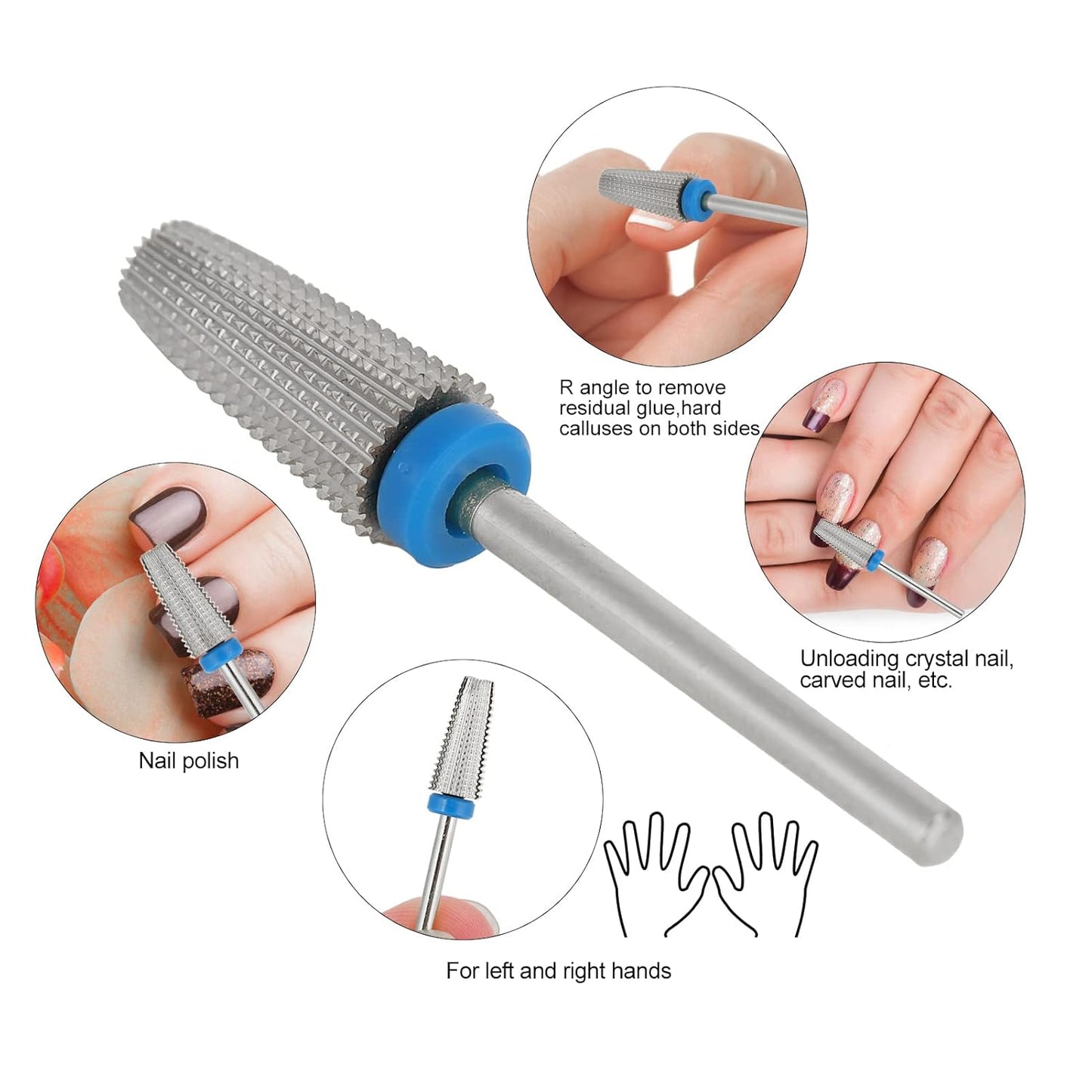 Nail Drill Bits Set - Tungsten Steel Gel Remover Tools for Manicure & Pedicure | 3pcs, 2.35mm Shank Diameter
