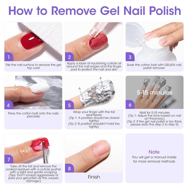 Gellen Non Acetone Nail Polish Remover - Jojoba & Castor Oil Enriched | 16 Fl Oz Soak Off Gel Polish Remover for Home Use