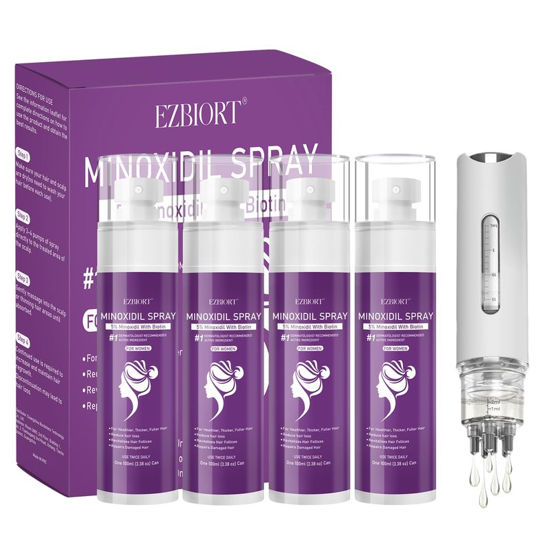 5% Minoxidil Spray for Women-Free minoxidil applicator included，monoxide for men hair Infused with Biotin, hers hair regrowth treatment, Supports Thicker and Fuller Hair & Beard (13oz, 7 Month Supply)