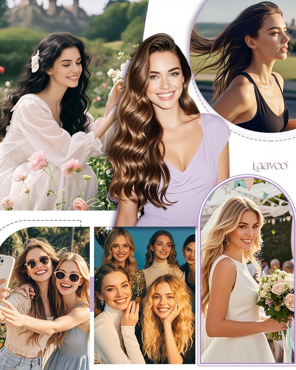 LaaVoo Clip in Hair Extensions Real Human Hair Blonde Ombre Human Hair Clip in Extensions Light Brown to Platinum Blonde Hair Extension Clip ins Silky Straight 18 Inch 5pcs/80g