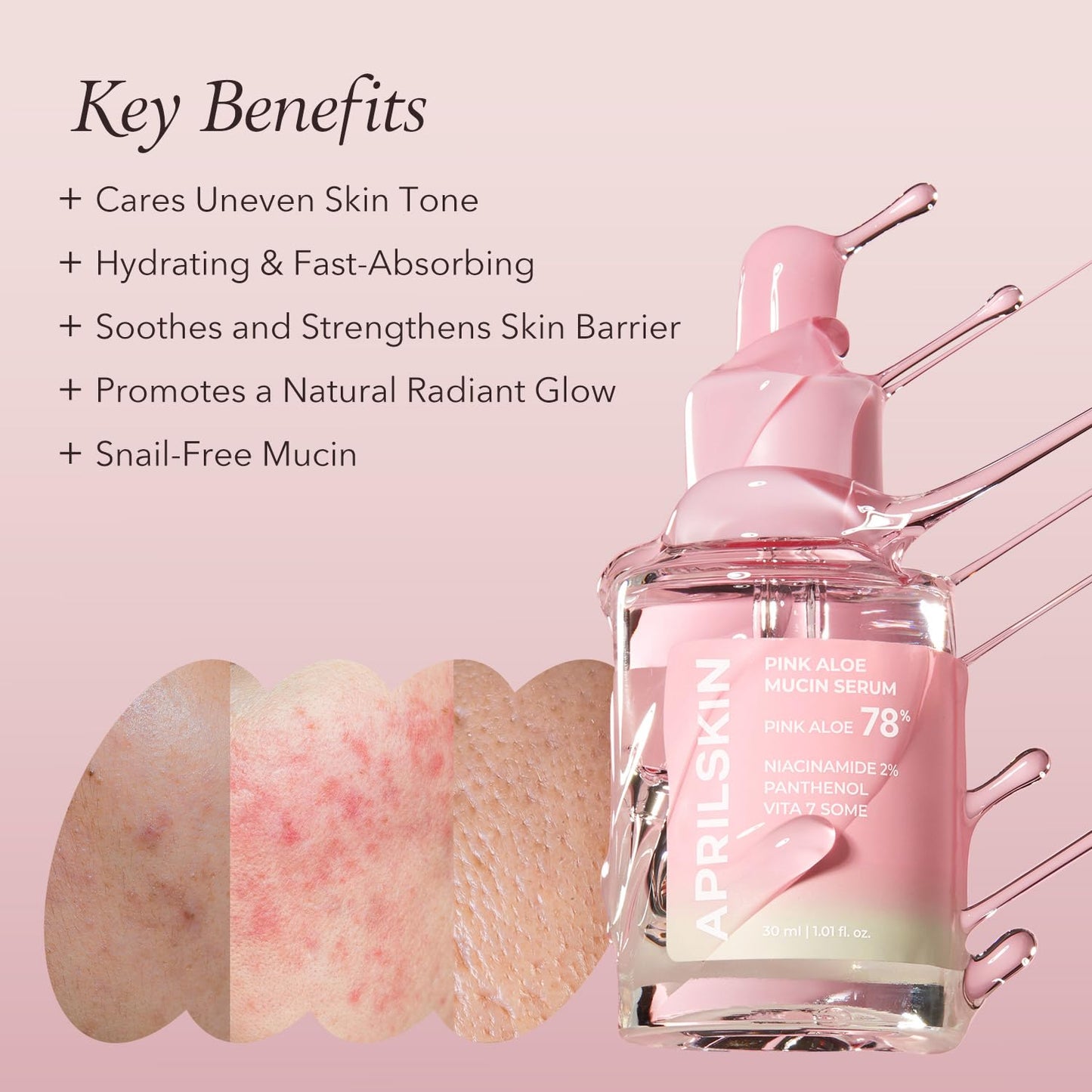 APRILSKIN Pink Aloe Facial Polish Cleanser with Vita Toner and Mucin Serum