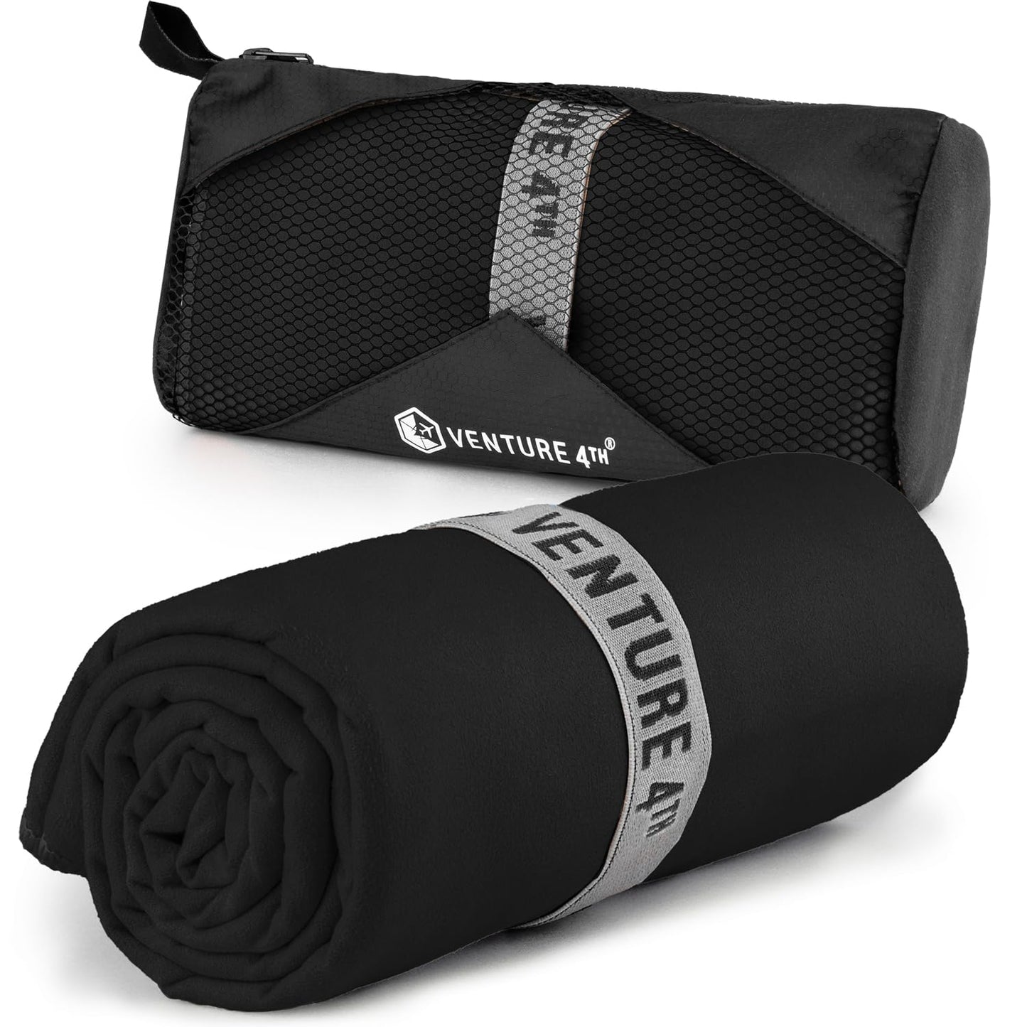 VENTURE 4TH Travel Toiletry Bag & Quick Dry Towel Set - Ideal Travel Bundle for Camping, Hiking, Backpacking and Business Trips - Size M Travel Towel