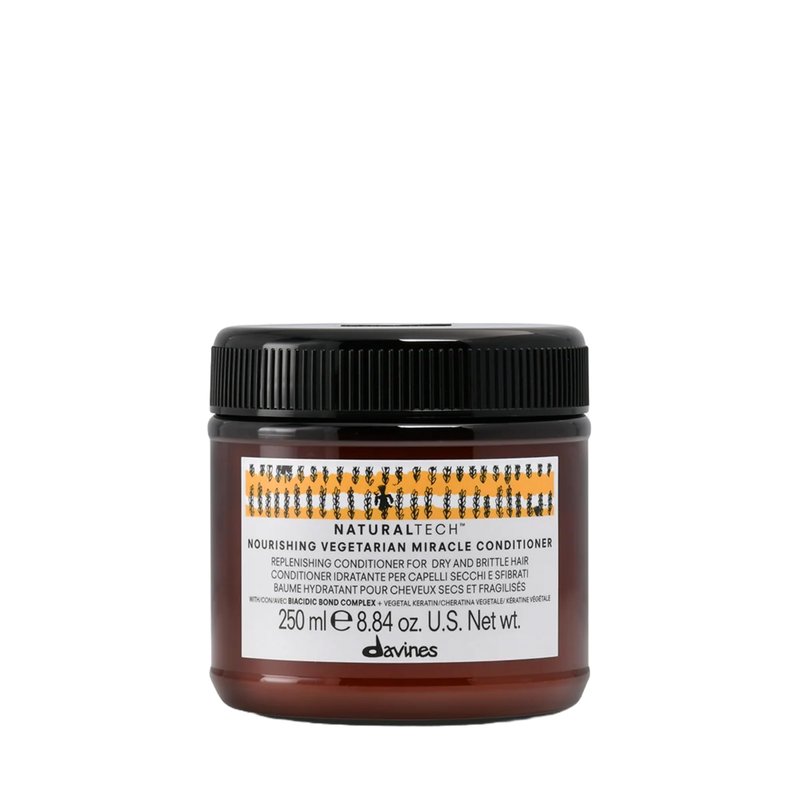 Davines Naturaltech Nourishing Vegetarian Miracle Conditioner, Restructuring & Hydrating for Dry & Damaged Hair - With Vegetal Keratin - Deeply Moisturizes Dry Hair, 8.45 Fl Oz