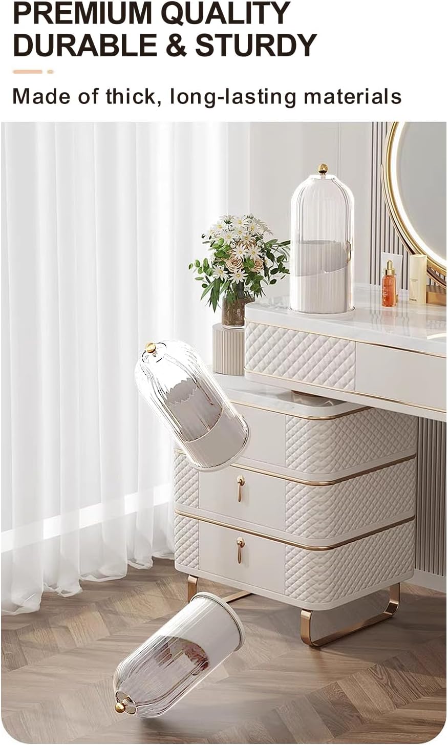 Makeup Brush Holder - 360° Rotating Clear Organizer | Dustproof & Waterproof, Green