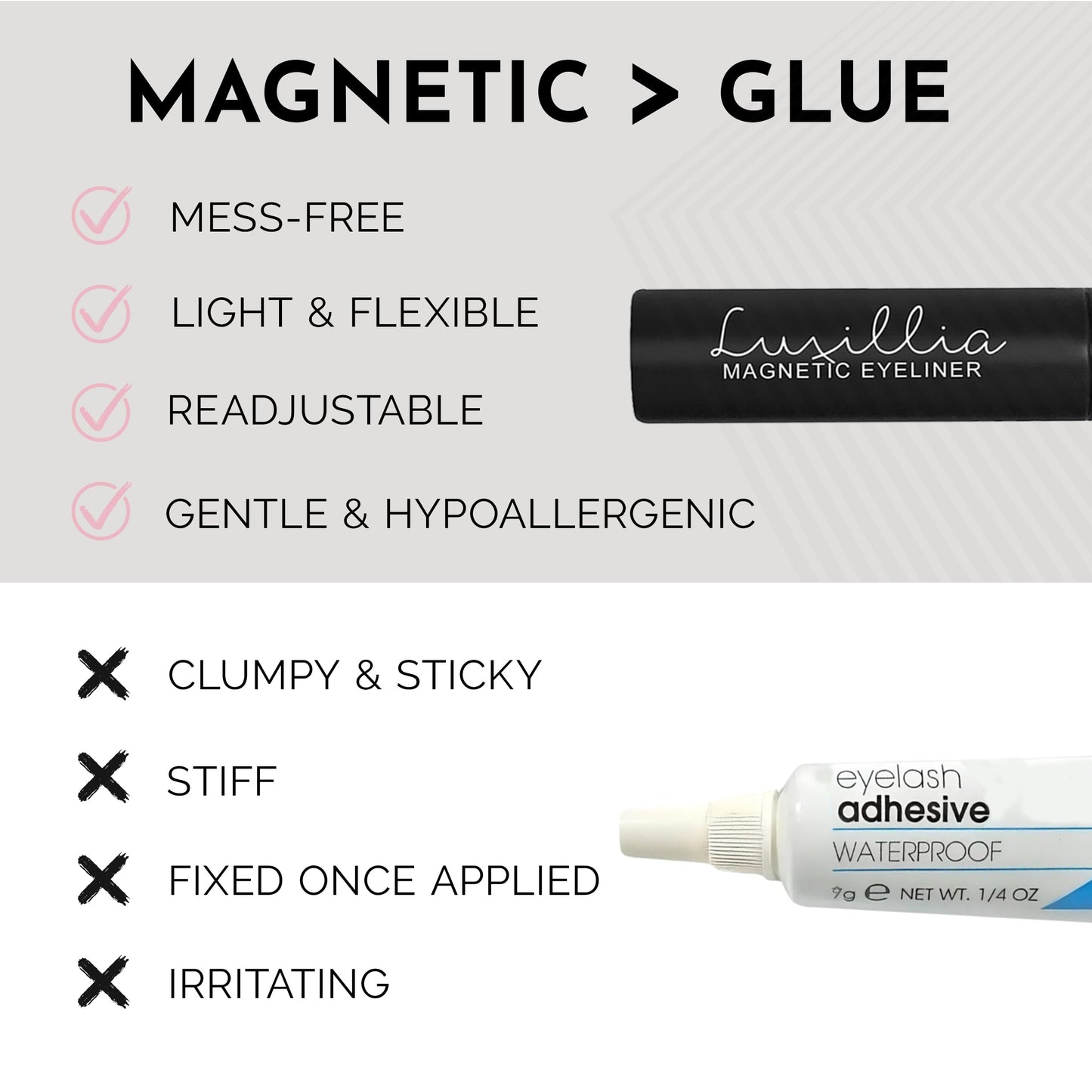 Luxillia Magnetic Eyelashes with Applicator Kit - 10 Set Natural Eye Lashes