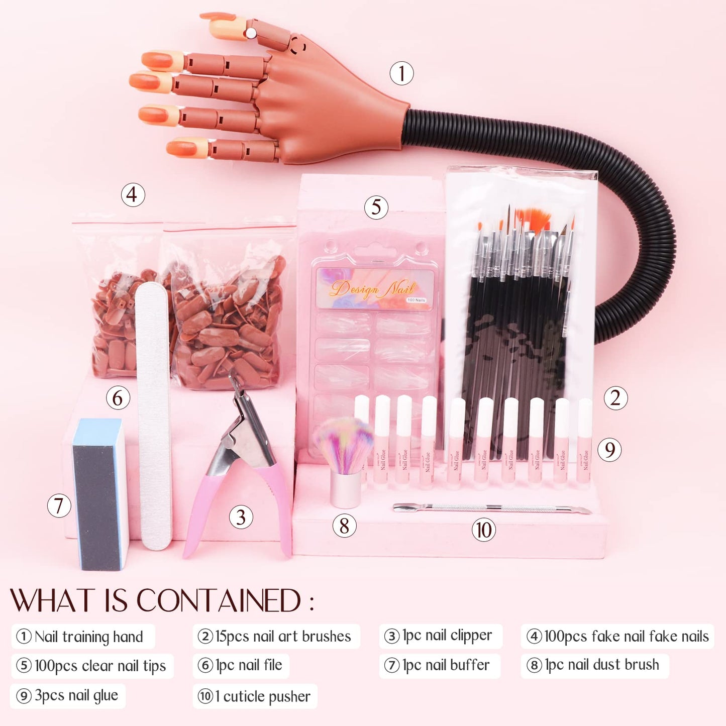 Saviland 4PCS Acrylic Nail Brush Set Size 6/10/12/14 and Practice Hand for Acrylic Nails