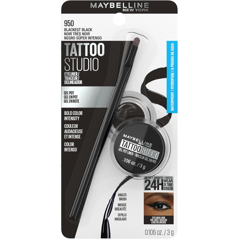 Maybelline Eyestudio Gel Eye Liner - Waterproof Blackest Black, 0.106 Ounce