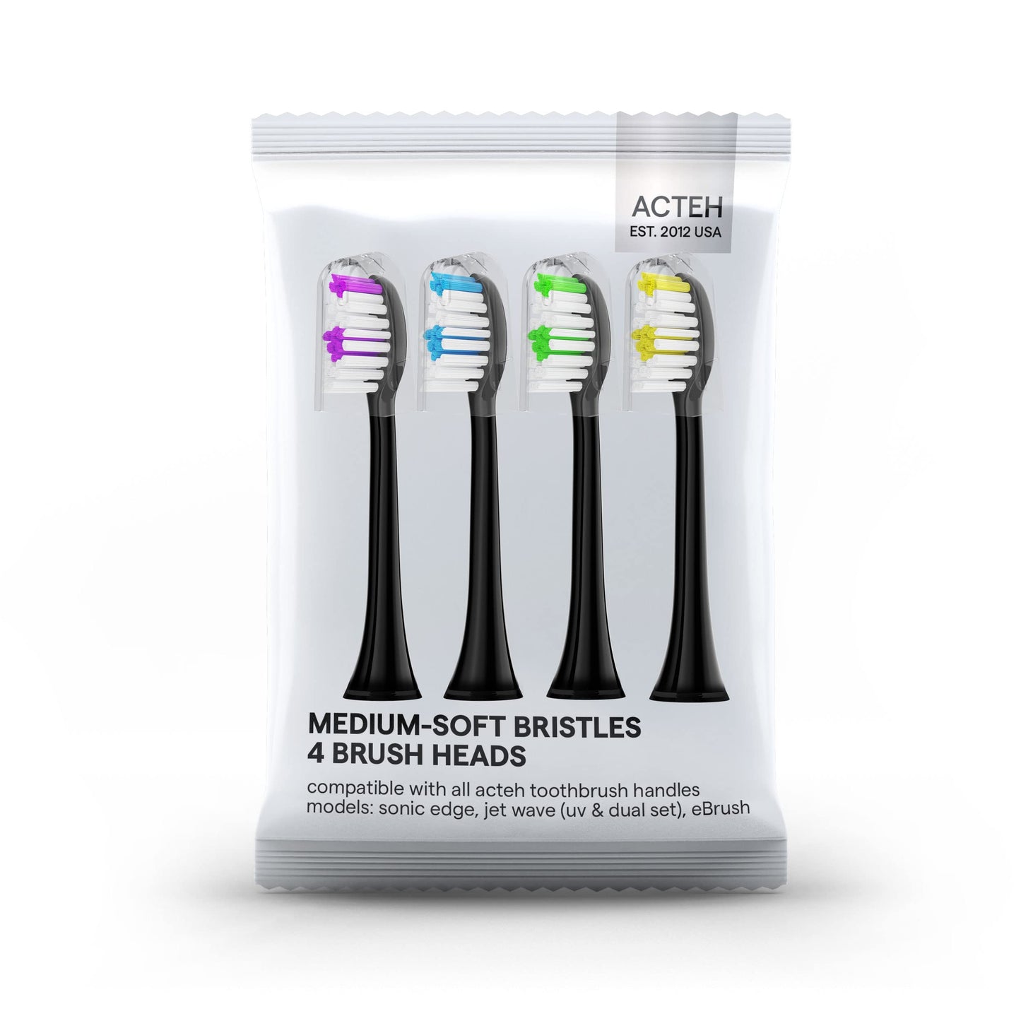 Acteh Toothbrush Replacement Heads Compatible with Acteh, JetWave UV, Sonic Edge, eBrush Models (8 Pack White)
