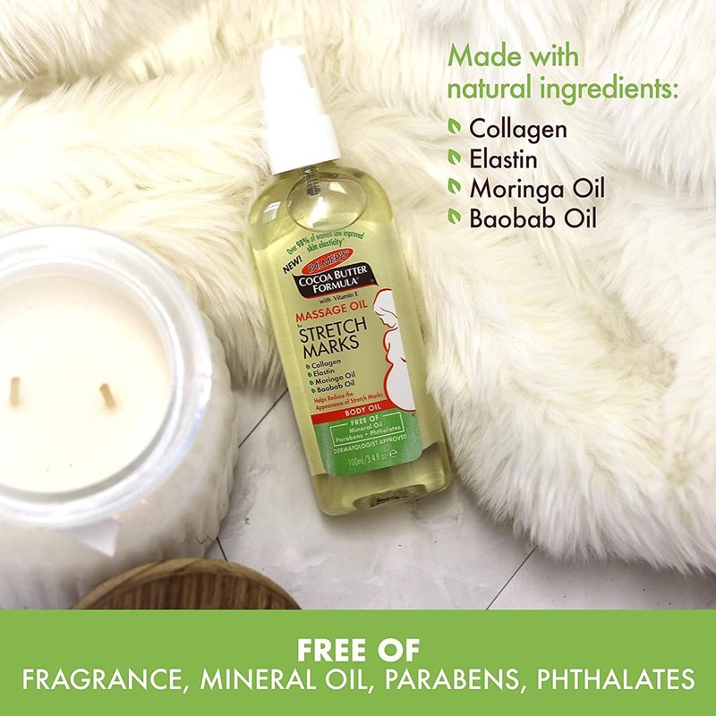 Palmer's Cocoa Butter Massage Oil - Stretch Mark & Pregnancy Skincare | 3.4 Oz