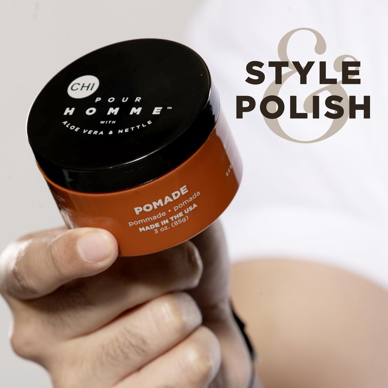 CHI Pour Homme Maximum Hold Styling Pomade Cream for Men, Smooth, Long-Lasting Hair Control with Texture & Definition, Non-Flaking Formula, Fresh Woody Scent, 6 oz