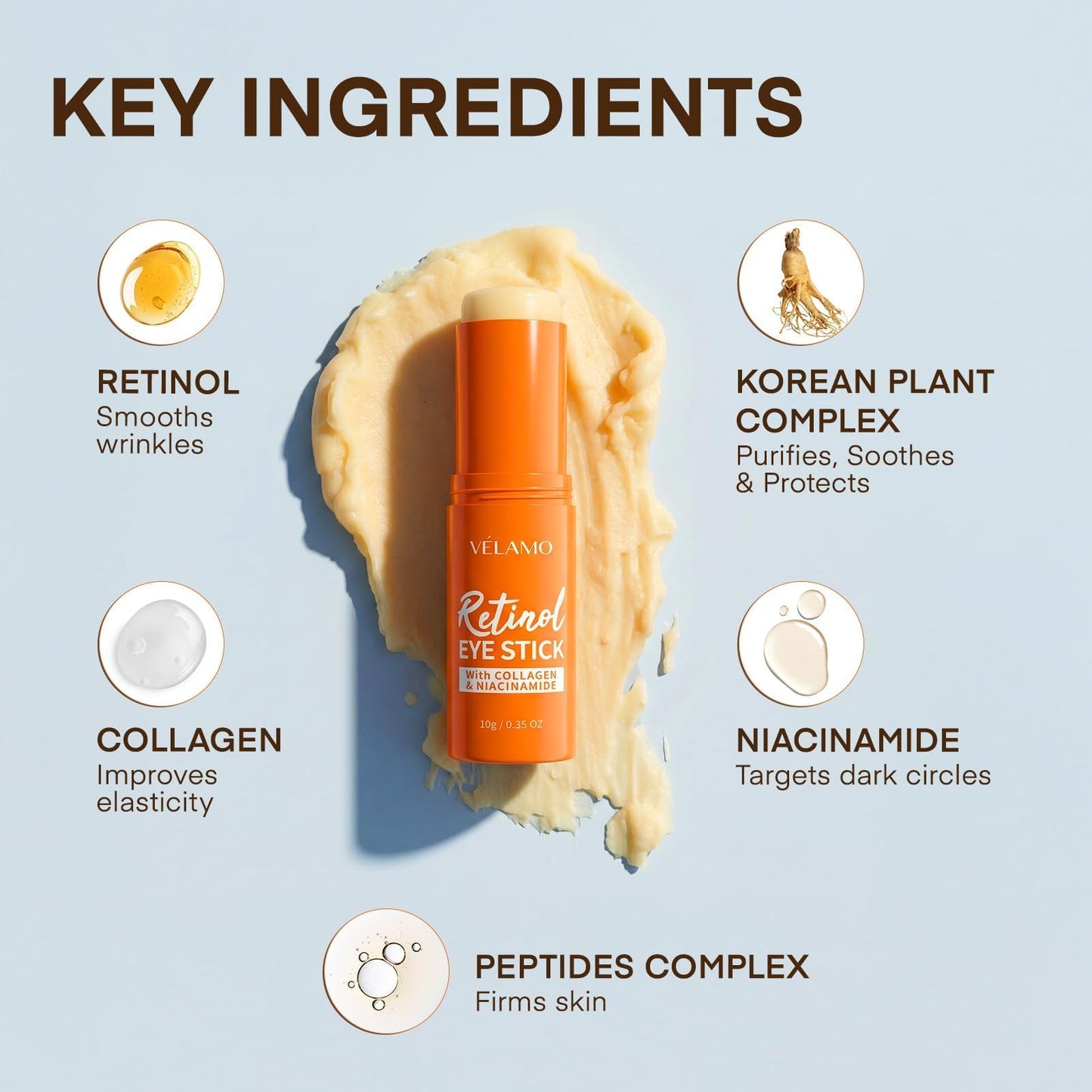 Retinol Under Eye Balm Stick: Korean Retinol Eye Cream for Dark Circles, Puffiness, Eye Bags, Wrinkles & Fine Lines - 8-IN-1 Formula with Collagen, Niacinamide, Peptides & Hyaluronic Acid