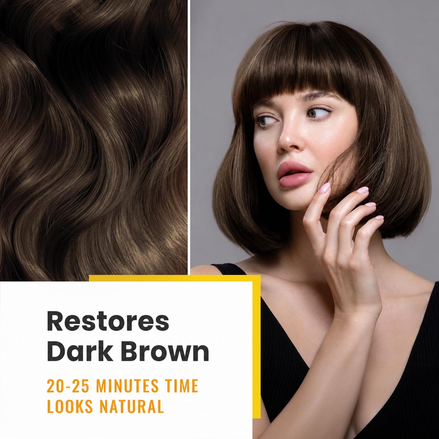 KINGMING Dark Brown Hair Dye Shampoo 3 in 1 for Gray Hair