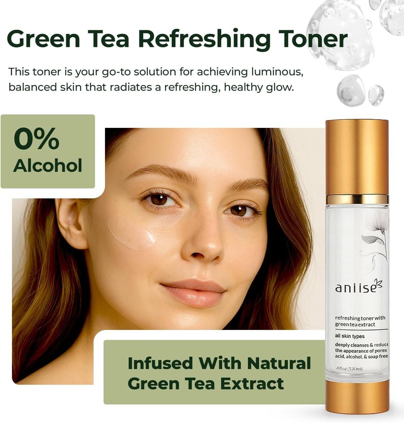 Green Tea Extract Facial Toner - Purifying & Hydrating Skin Care for All Types | 1 fl oz (30 mL)