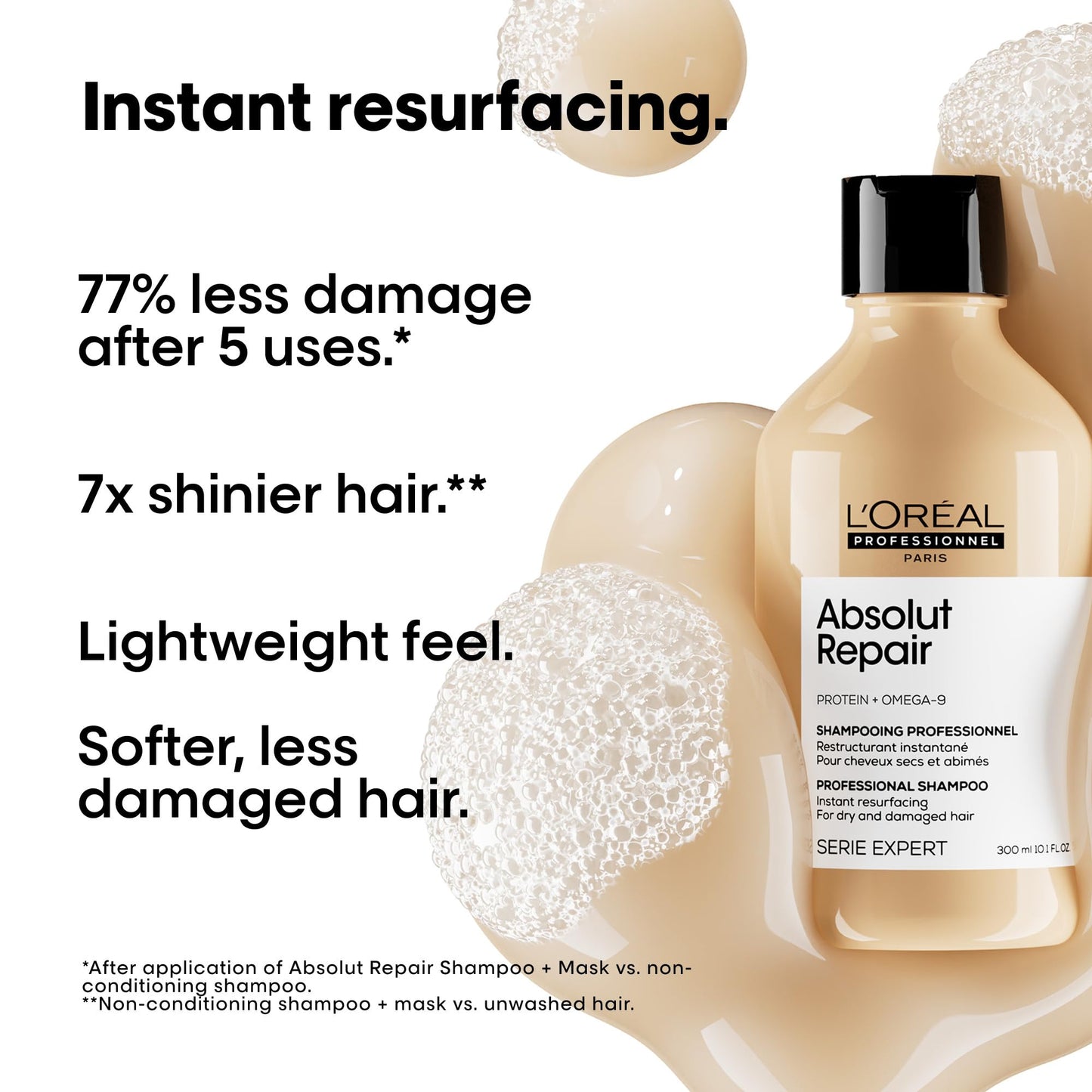 L'Oreal Professionnel Paris Absolut Repair Shampoo – Nourishing Protein Shampoo For Dry, Damaged Hair, Repairs Damage and Provides Shine, 10.1 Oz