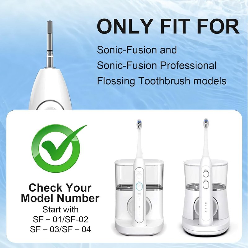 Replacement Brush Heads for Waterpik Sonic Fusion 2.0 - 8 Pack with Protective Caps | Compatible with SF-01W, SF-02W, SF-03, SF-04