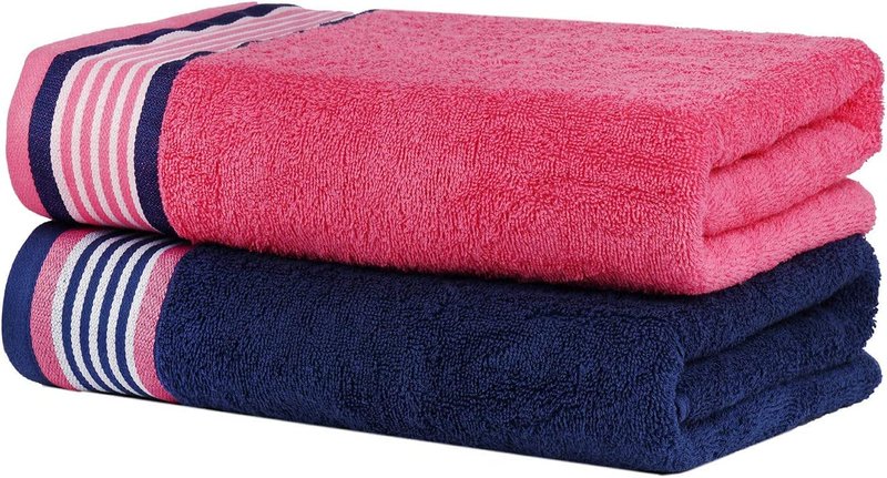 CASA COPENHAGEN He & She 6 Pieces Towel Set- Dutch Blue + Pink, 550 GSM 2 Bath Towel 2 Hand Towel 2 Washcloth, Designed in Denmark Made of Soft Egyptian Cotton for Bathroom, Kitchen & Shower