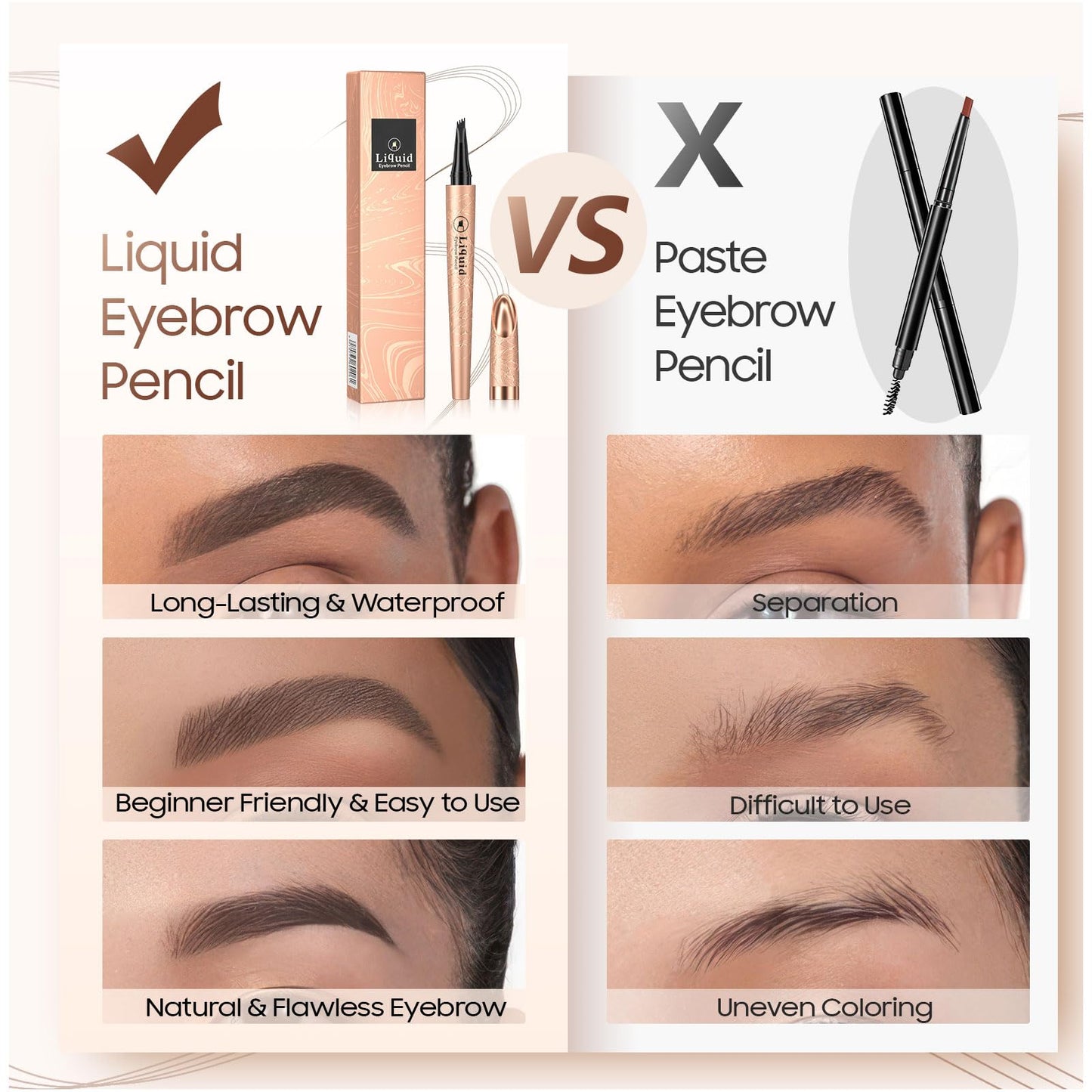 Eyebrow Pen - Eyebrow Pencils for Women, Long Lasting Waterproof Brow Pencil (Gray)
