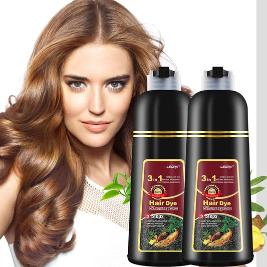 2 Pack Hair Dye shampoo, Leorx 3 In 1 Brown Color Shampoo Hair Dye For Refresh Hair Instant Herbal Coloring Shampoo For Women&Men - Tintes Para El Cabello Profesional