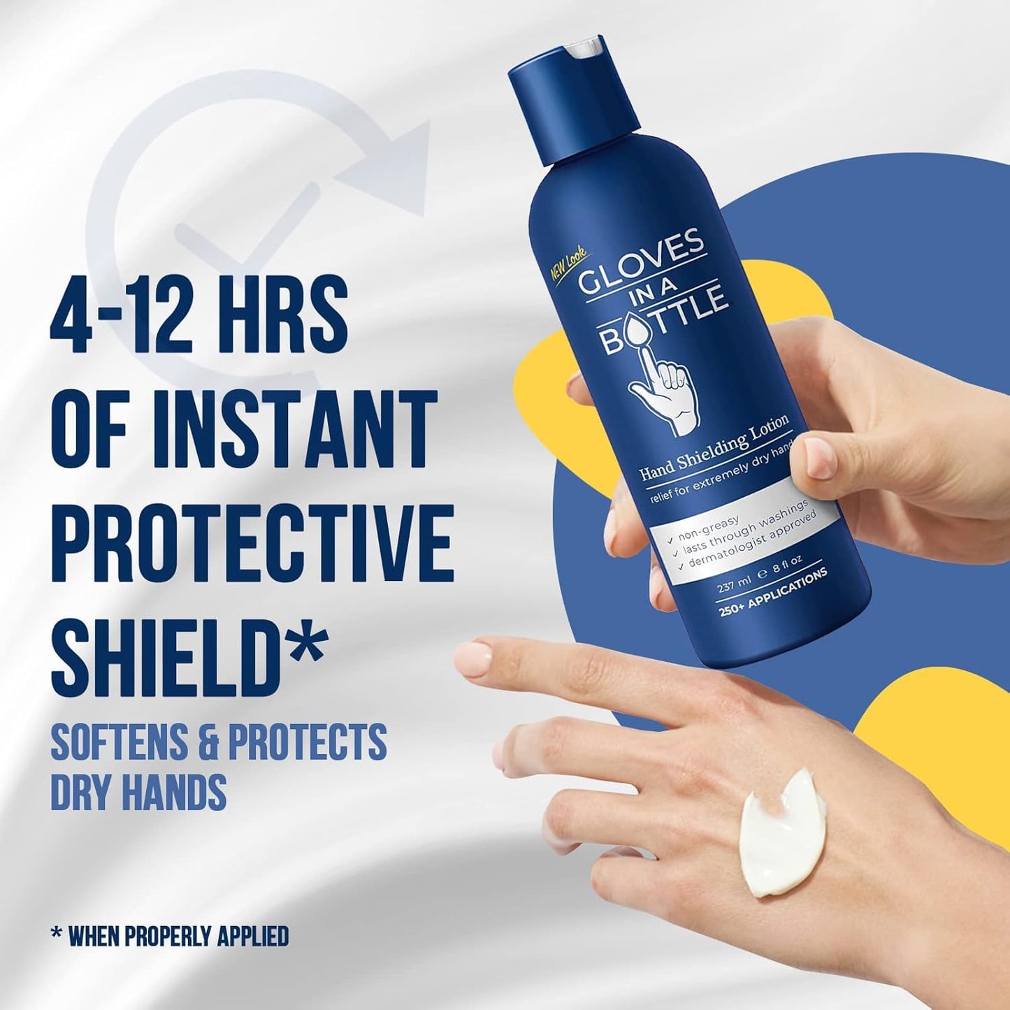 Gloves In A Bottle Shielding Lotion – Protective Lotion for Dry, Cracked & Sensitive Skin |Non-Greasy, Fragrance Free Barrier Moisturizer | Safe for Women, Men, & Babies 6 Months+ | 8 Oz with New Pump