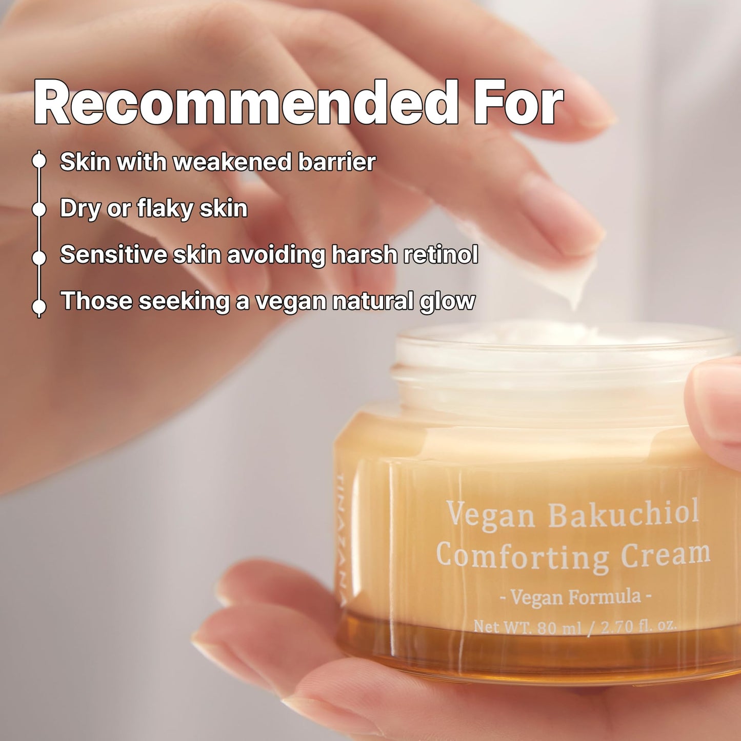 TINAZANA Vegan Bakuchiol Comforting Cream, Gentle Retinol Alternative, 25% Shea Butter, Barrier Strengthening & Hydrating, Dew Drop Texture, 2.7 fl.oz