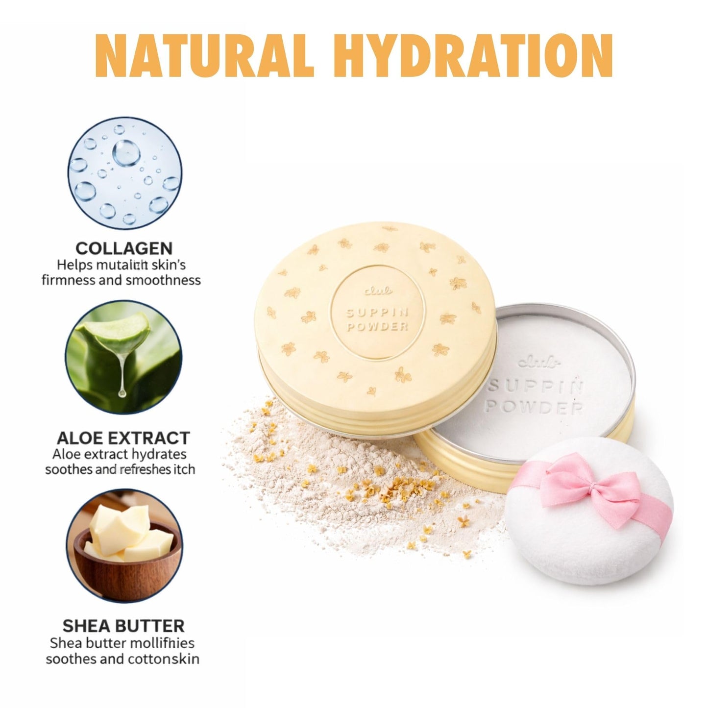 Club Suppin Translucent Pressed Powder makeup, Loose Setting Powder Makeup, Hydrating Face Setting Powder, 24H Long Lasting Overnight Japanese Skincare Made in Japan OSMANTHUS