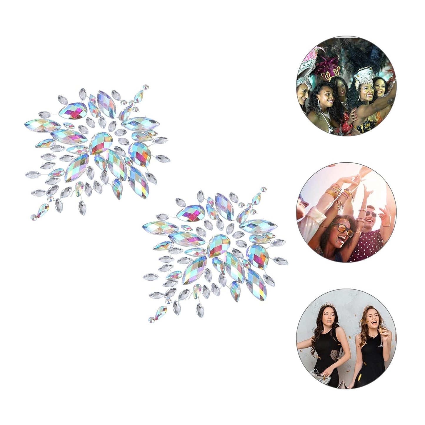 Rhinestone Face Gems - Body Jewelry Stickers for Women | Bra Breast Pasties for Carnival Parties