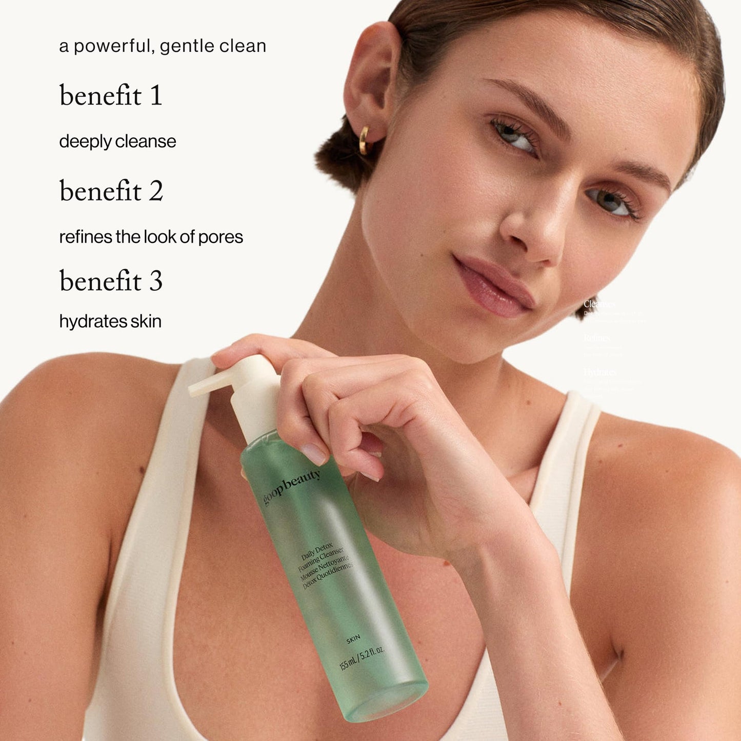goop Beauty Daily Detox Foaming Cleanser | Hydrating Face Wash to Remove Makeup, Oil, & Dirt | Malachite, AHAs, & Glycerin | 5.2 fl oz