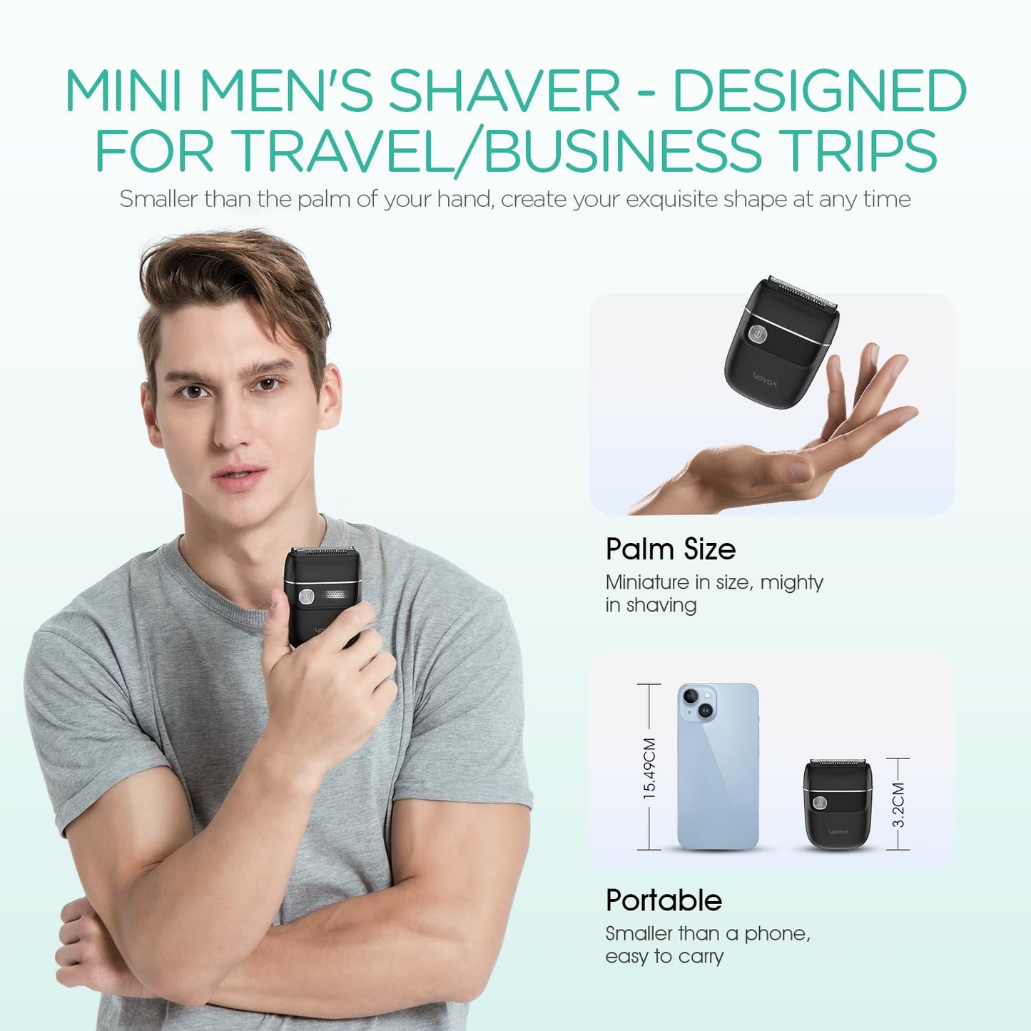 VOYOR Foil Shaver 2 in 1 Double Shavers for Men,Portable Electric Razor with Rechargeable Foil Razor Multifunction Grooming Barber Shaver IPX6 Washable Travel Shavers ER300 (Green)