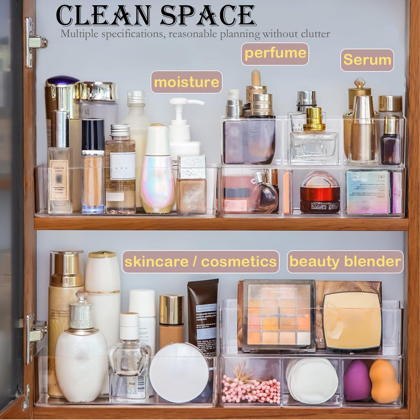 LONTOHCE Acrylic Organizer 4-Piece Makeup Organizer Set
