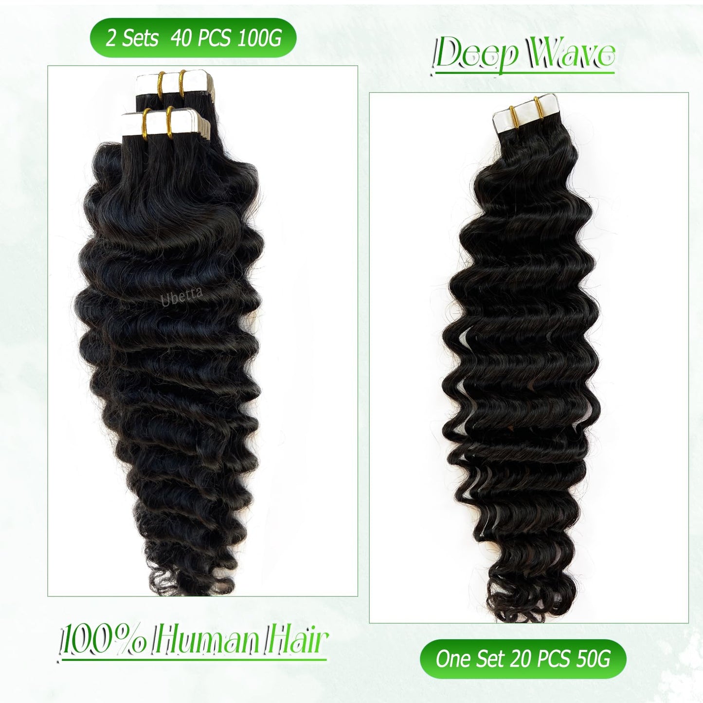 Deep Wave Tape in Hair Extensions Human Hair,20 Inch Black Hair Extensions Real Remy Human Hair Curly Tape ins for Black Women,20pcs Double Sided Invisible Tape Hair Extension 50g/pack