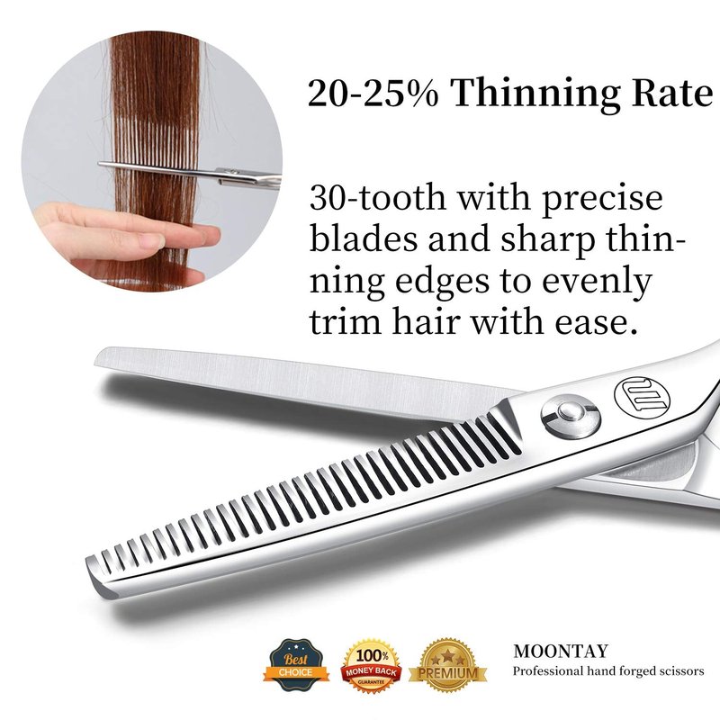 Moontay 5.5" Hair Cutting Shears Set with Large Finger Holes, Professional Barber Stylist Thinning Shears, Salon Hair Cutting Scissors, 440C Japanese Stainless Steel, Silver