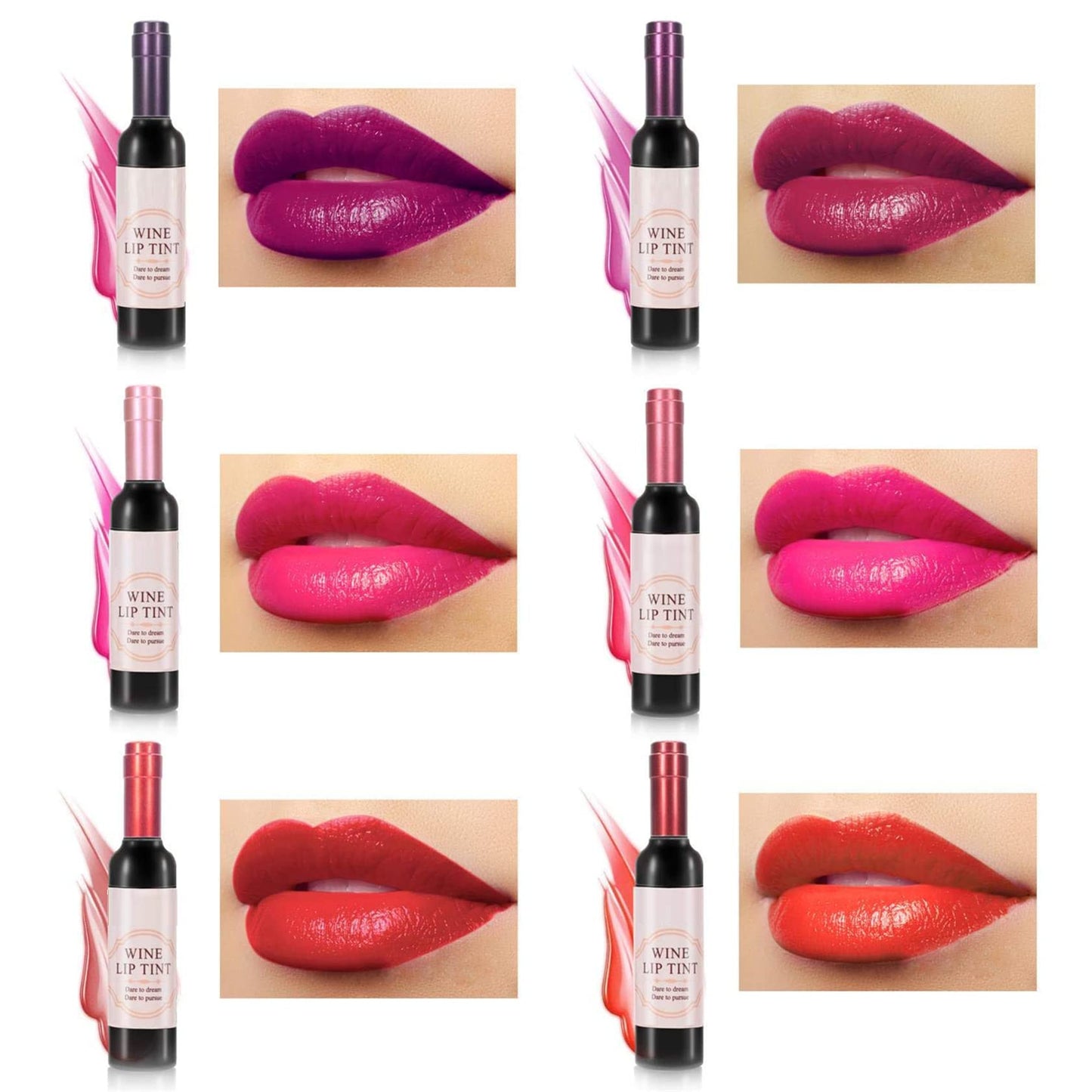 BKPPLZP Wine Lip Tint,6 Colors Wine Lip Gloss Set,Wine Liquid Lipstick,Liquid Wine Lip Gloss,Matte Lip Stain Long Lasting Waterproof Matte Lip Gloss Set,Creates Natural Moisturizing Lip Gloss Easily