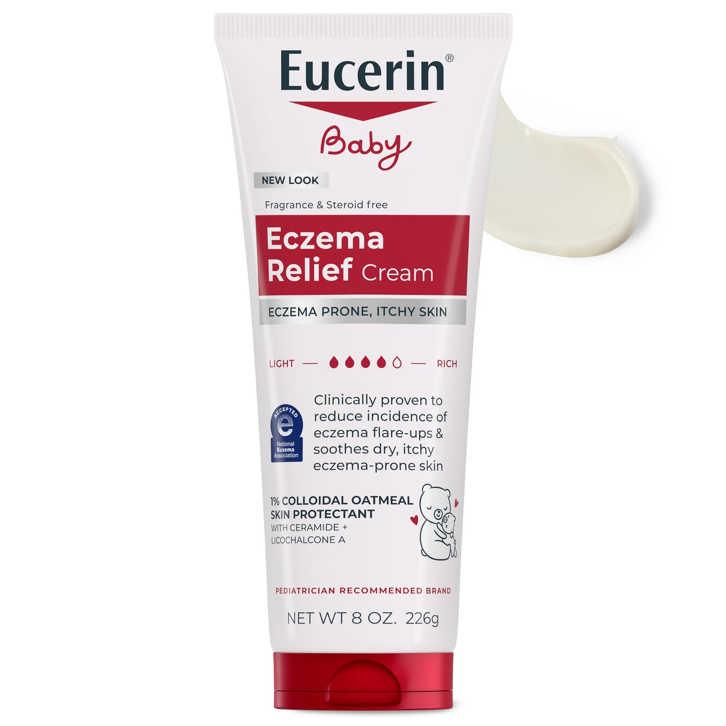 Eucerin Baby Eczema Relief Body Cream, Fragrance Free Baby Eczema Cream with Colloidal Oatmeal, Ceramide-3 and Licorice Root Extract, 8 Oz Tube