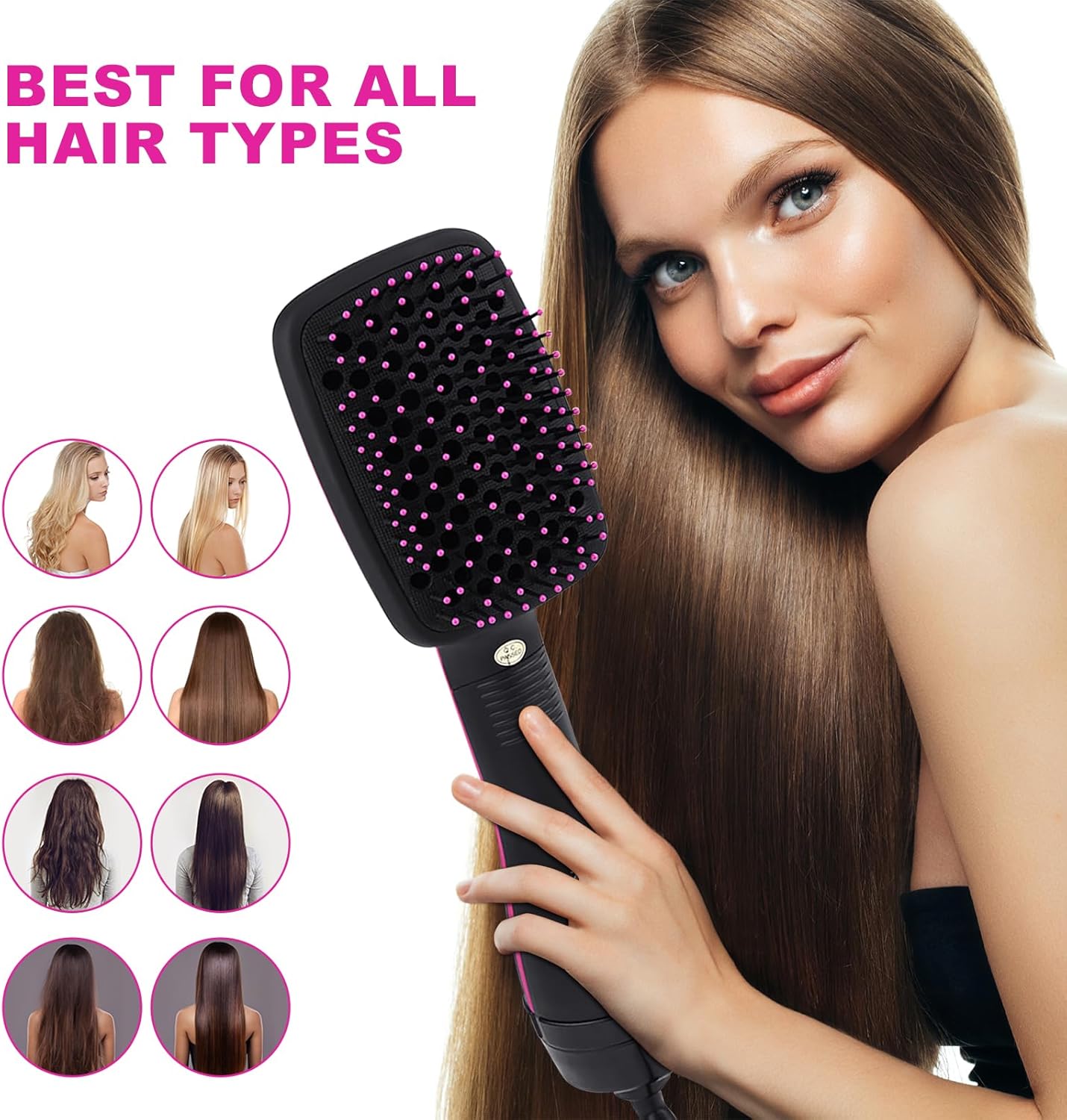 2 in 1 Hair Dryer & Styler - One Step Brush Straightener with Negative Ion Technology | Fast Drying & Smoothing