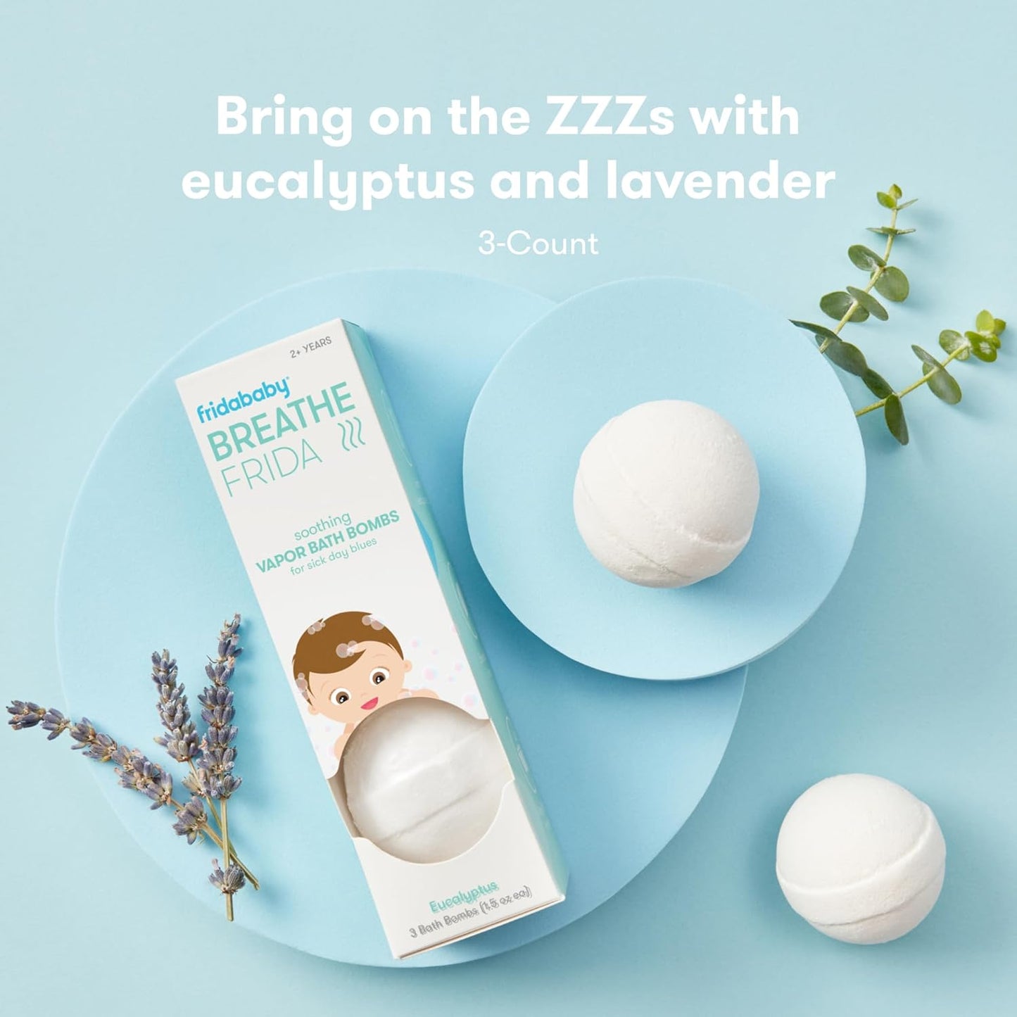Frida Baby Natural Vapor Bath Bombs - Eucalyptus Essential Oil for Kids | 3 Count
