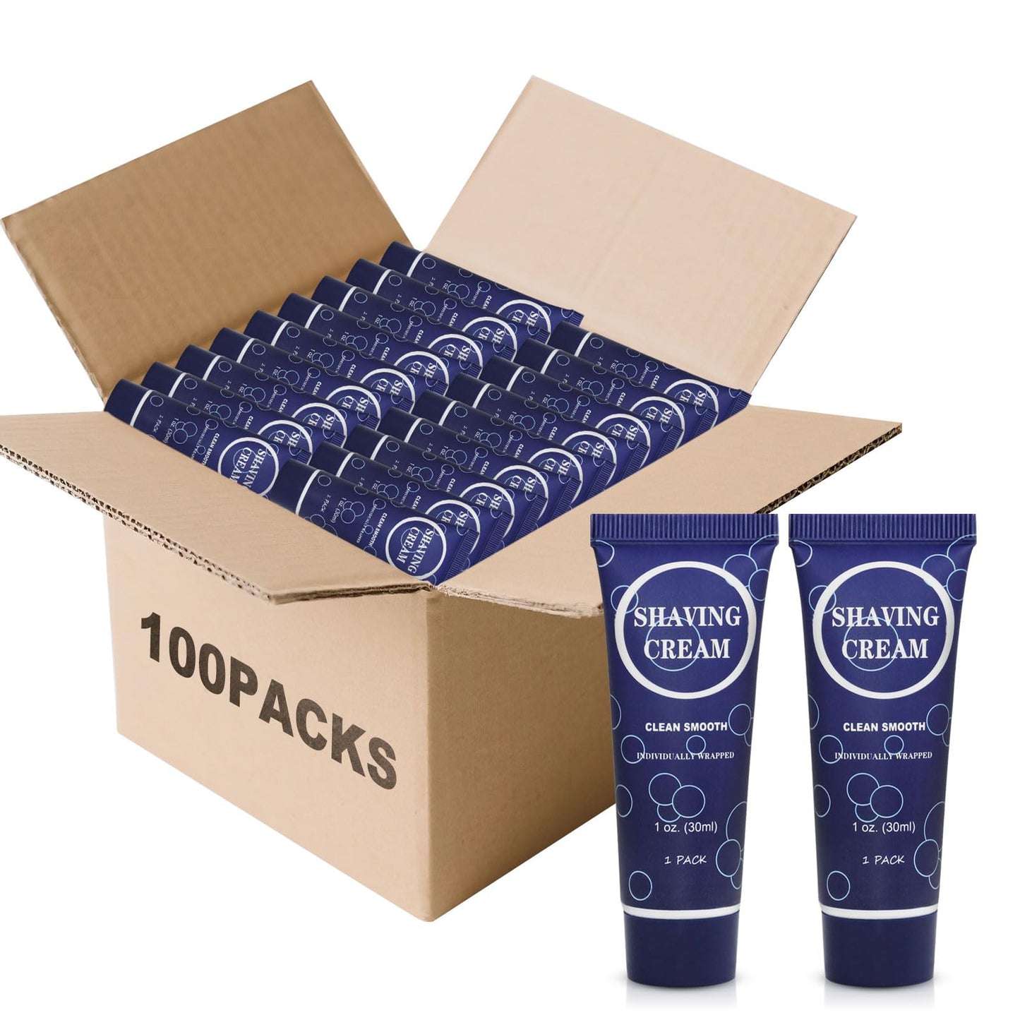 Travel Shaving Cream for Men, Individually Wrapped Mini Shaving Cream in Bulk, Disposable Travel Size Toiletries Amenities Vacation for Hotel, Shelter/Homeless/Nursing Home/Charity 1 Oz (Pack of 100)