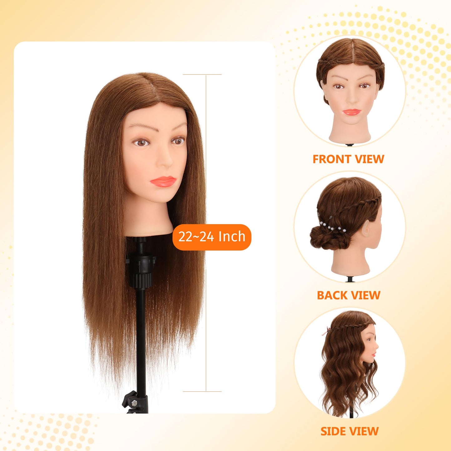 Mannequin Head with 100% Human Hair Dark Brown Doll Head