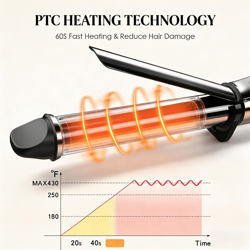 Nicebay Curling Iron, 1 Inch Hair Curling Wand with Ceramic Coating