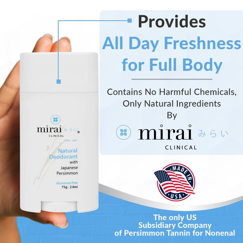 Mirai Clinical All Natural Deodorant for Women & Men | Aluminum-Free, Vegan, Unscented - 75g