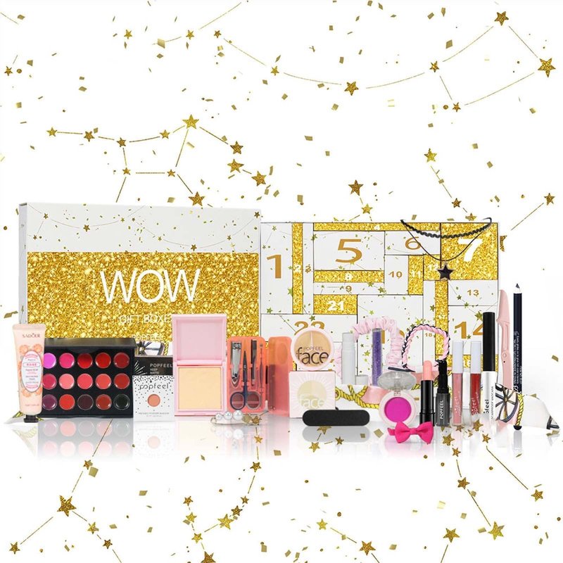 Makeup Advent Calendar 2025 for Teens Girls, Christmas Countdown Calendar Surprise Makeup Gift Kit, Include Eyeshadow, Lip Gloss, Blush, Concealer, Mascara
