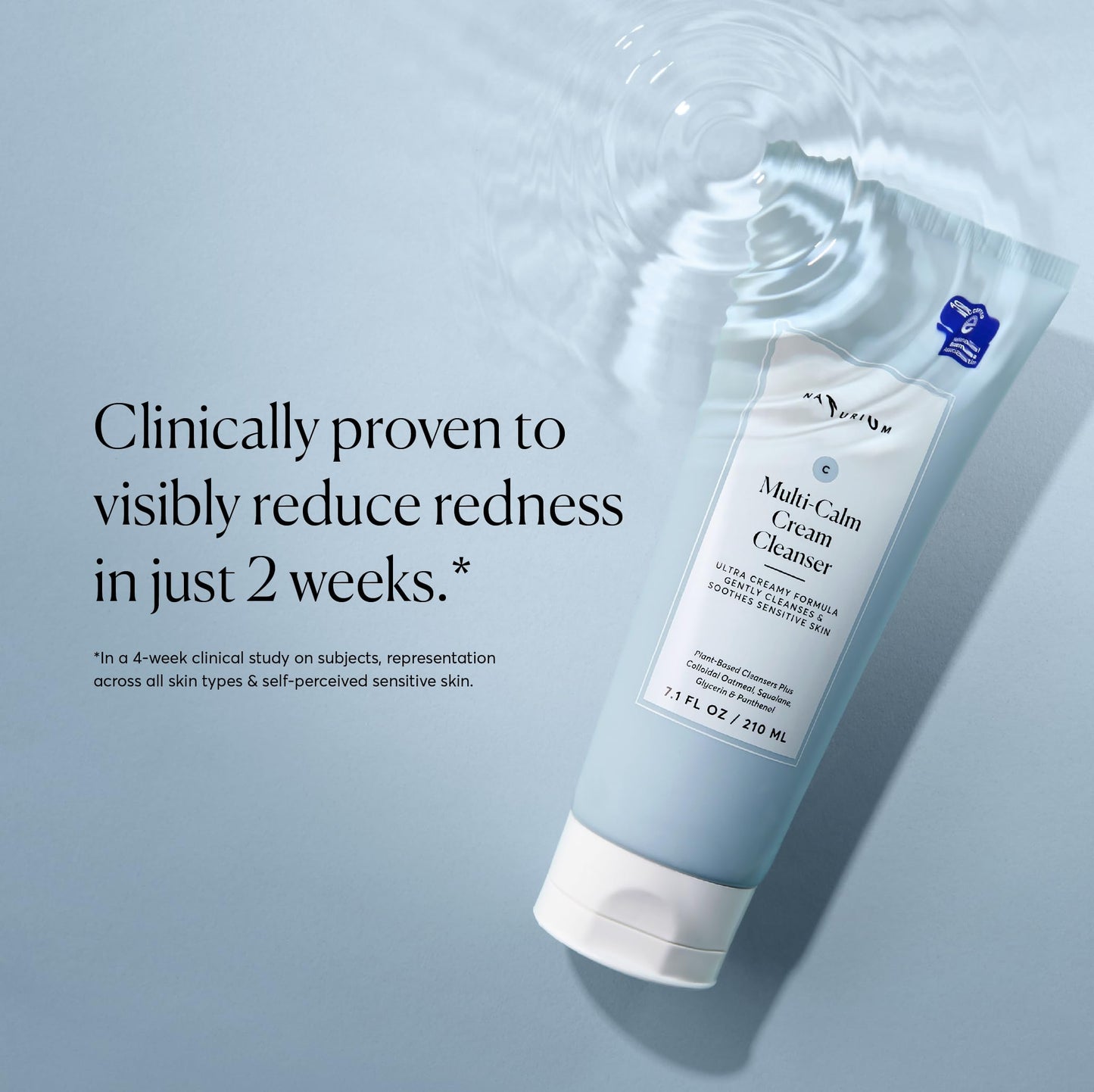 Naturium Multi-Calm Cream Cleanser, Hydrating Face Wash for Eczema-Prone Skin, 210 mL / 7.1 fl oz