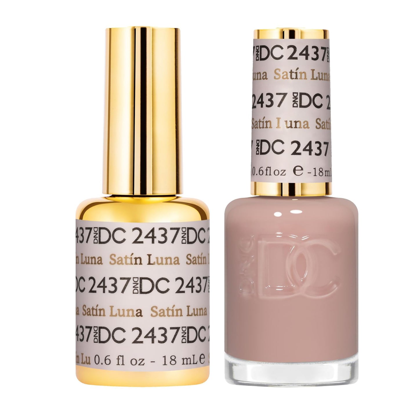 DND DC Gel Polish Set, Sheer Collection, UV/LED Gel Polish and Air Dry Nail Lacquer, Matching Chip-Free Polish Duo, 2437 Satin Luna, 0.5 Fl Oz