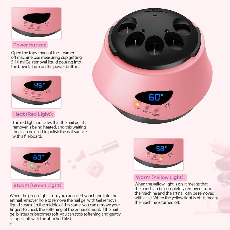 Electric Nail Polish Remover Machine - Upgraded Portable Automatic Gel Remover for Home & Salon Use