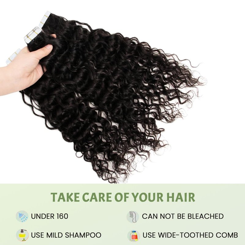 Munx Tape in Hair Extensions Human Hair Natural Black 18 Inch